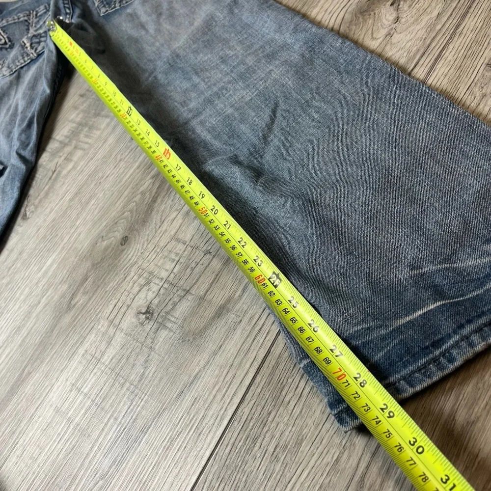 Flypaper Jeans Mens 30x30 Blue Light Wash Distressed Cross Embroidered Y2K Baggy